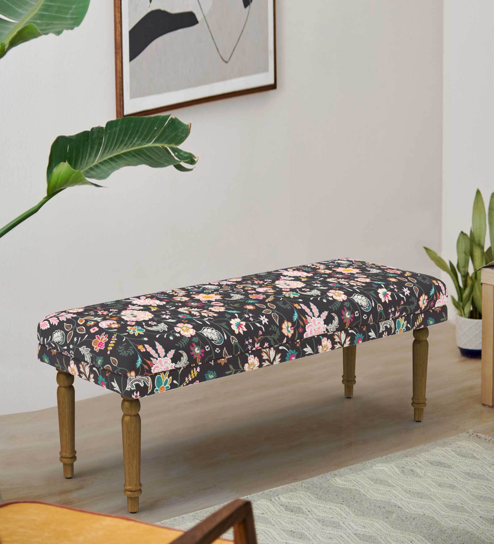 Nawaab Fabric Bench in Bohemian Palampore Design Colour