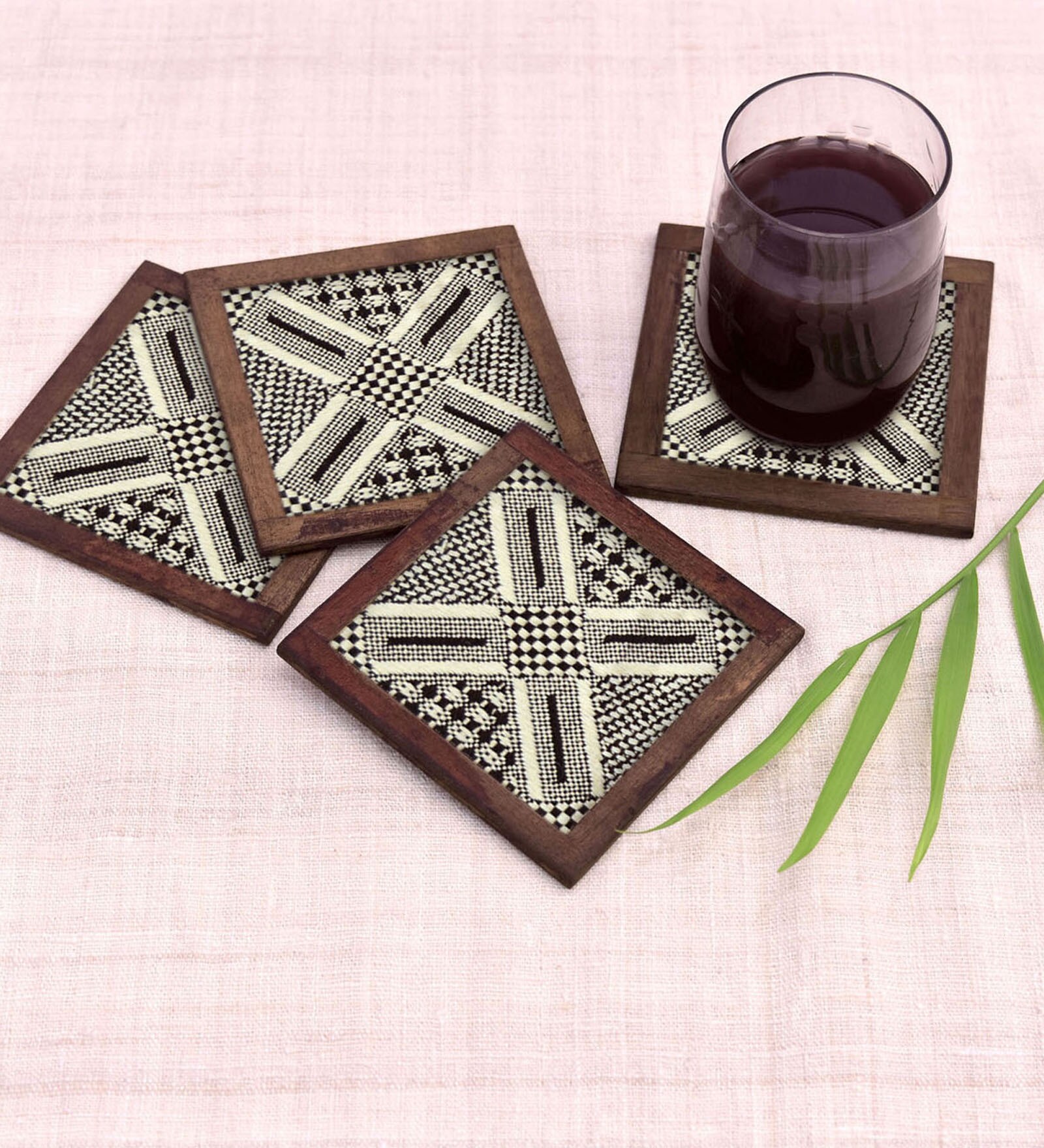 Naxos Brown  Cotton 4 Pcs Coasters