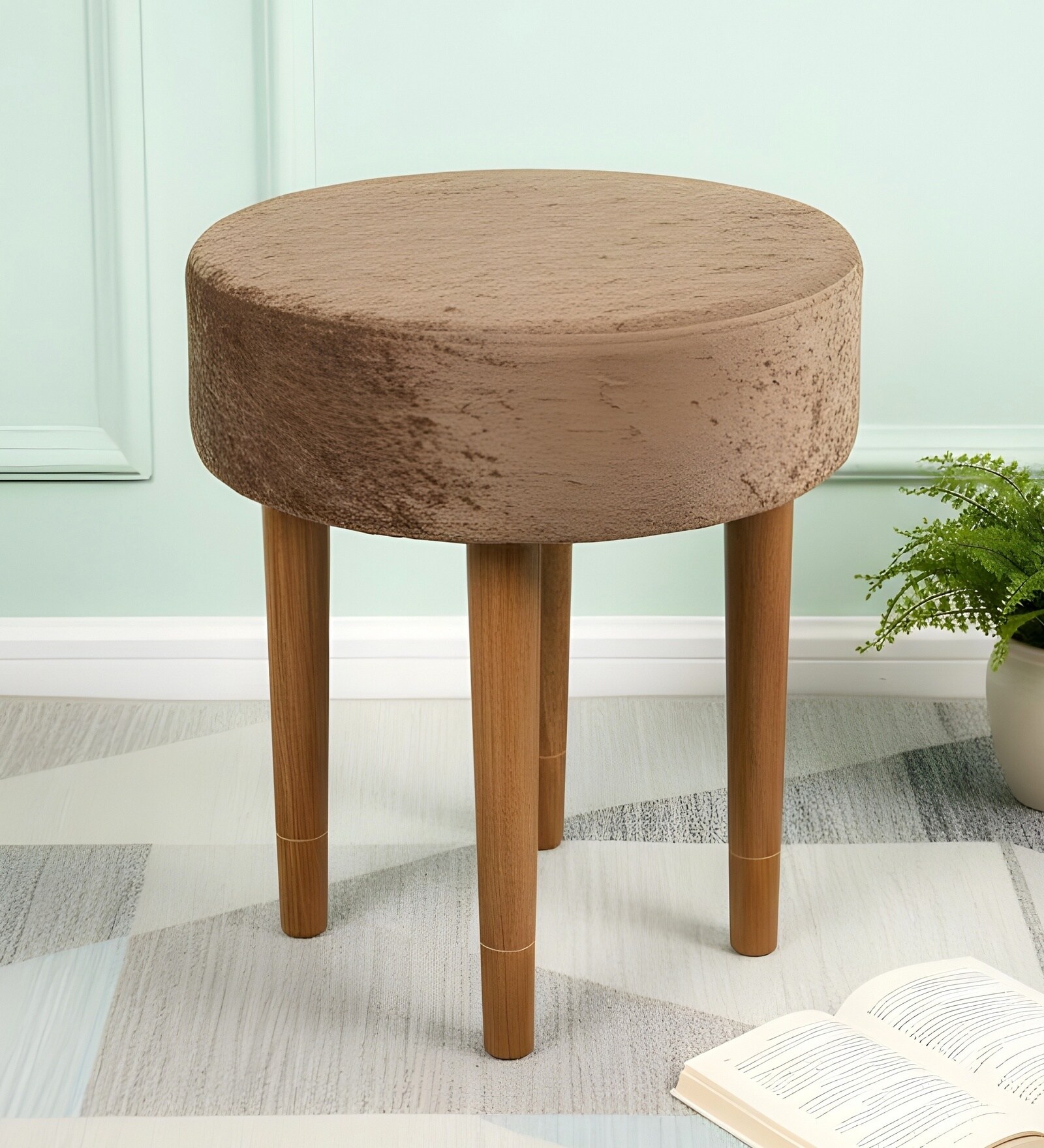 Nayla Stool In Green Sparkle Colour