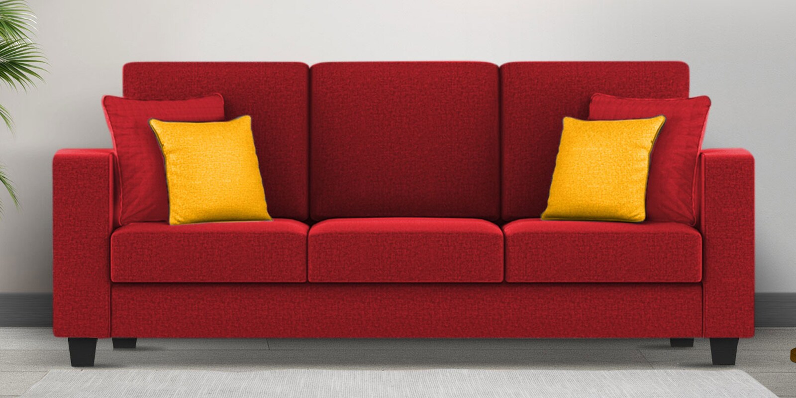 Nabi Fabric 3 Seater Sofa in Blood Maroon Colour