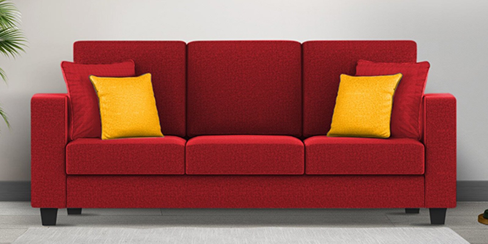 Nabi Fabric 3 Seater Sofa in Blood Maroon Colour