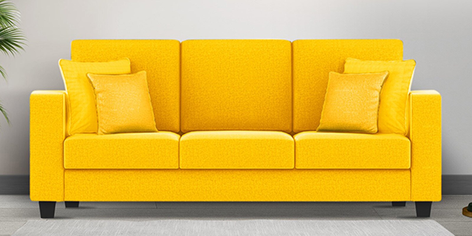 Nabi Fabric 3 Seater Sofa in Bold Yellow Colour