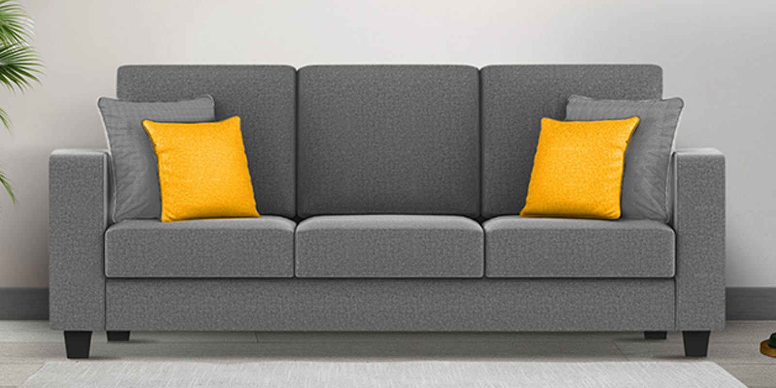 Nabi Fabric 3 Seater Sofa in Charcoal Grey Colour