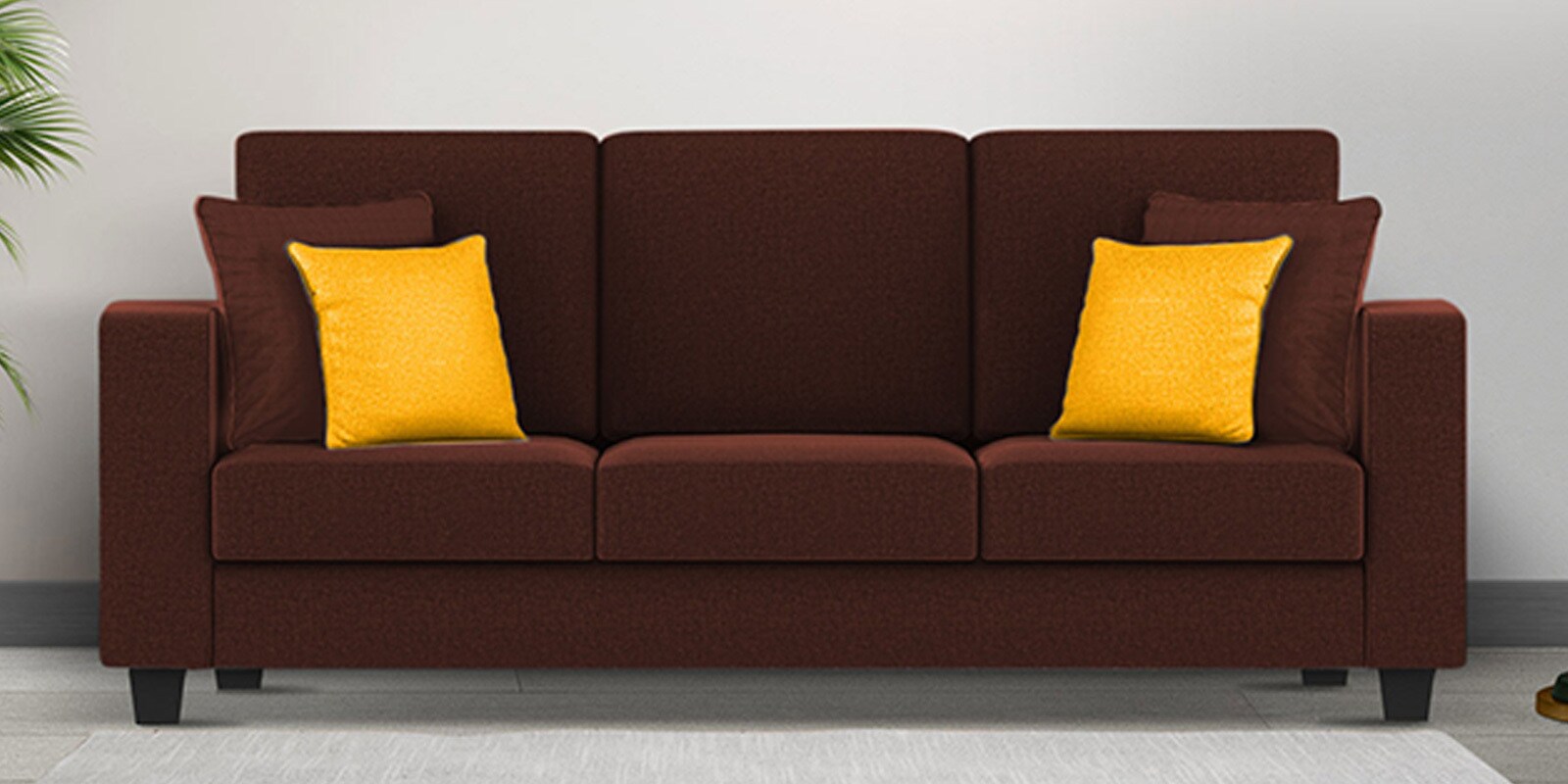 Nabi Fabric 3 Seater Sofa in Coffee Brown Colour