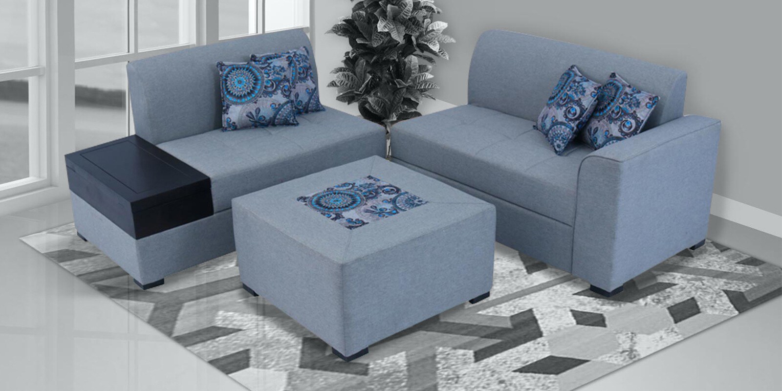 Buy Nanaimo Fabric Corner Sofa in Grey Colour in C Shape at 18 OFF by