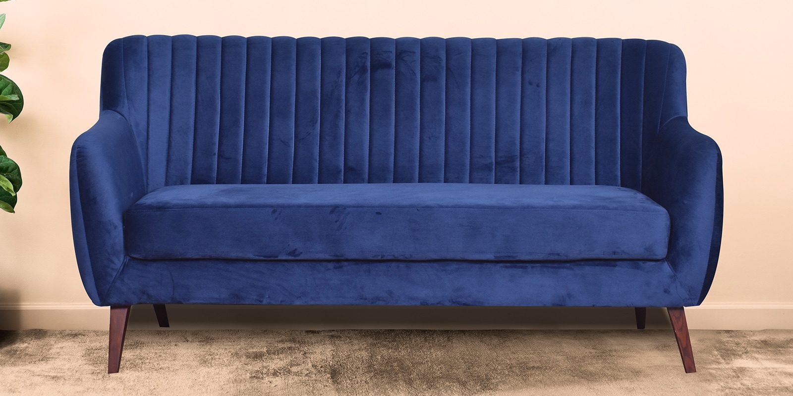 Elza Velvet 3 Seater Sofa in Navy Blue Colour