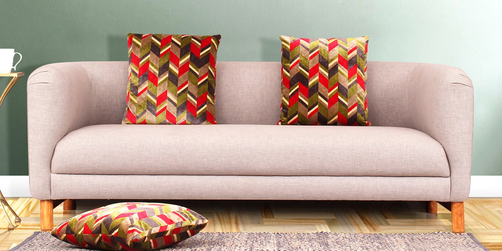 Buy Napier Three Seater Sofa with Cushions in Light Grey Colour by