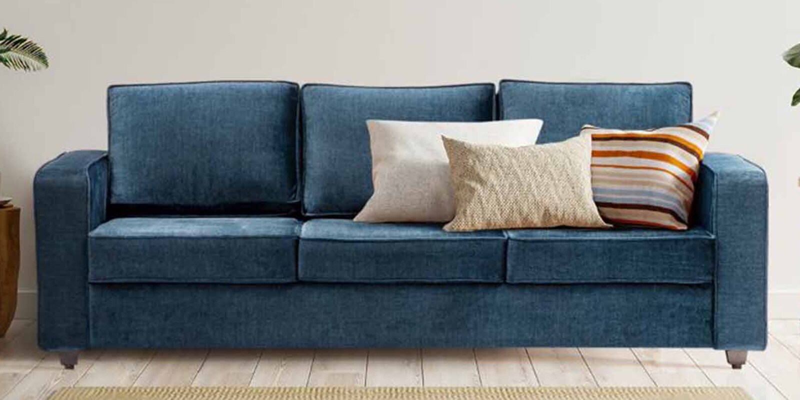 Buy Naples Fabric 3 Seater Sofa In Deep Ocean Colour at 23 OFF by