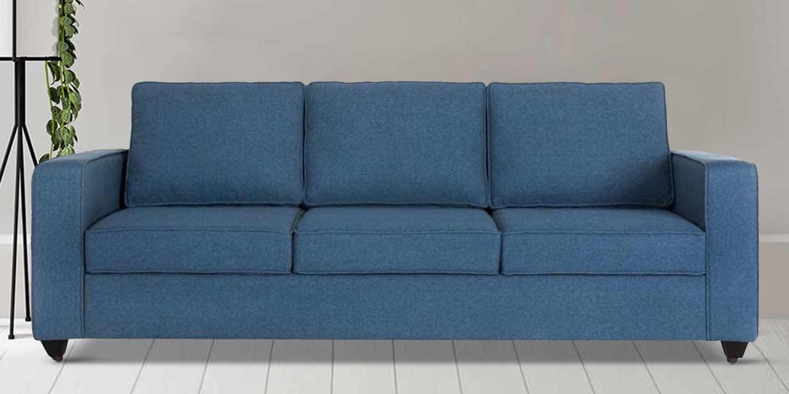 Buy Naples Fabric 3 Seater Sofa In Sapphire Blue Colour at 22 OFF by