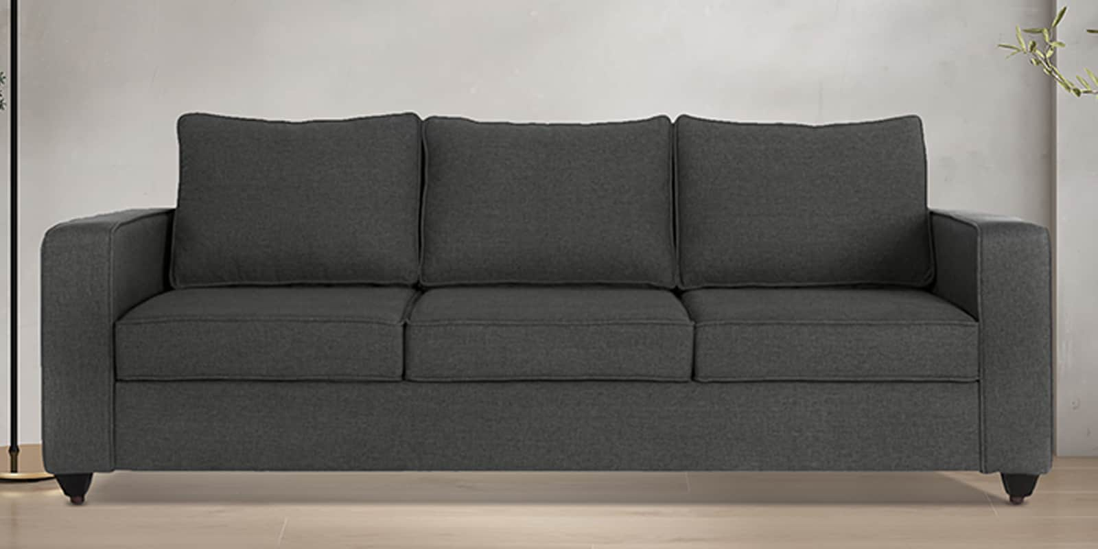 Buy Napper Fabric 3 Seater Sofa In Ash Grey Colour At 31% OFF By ...