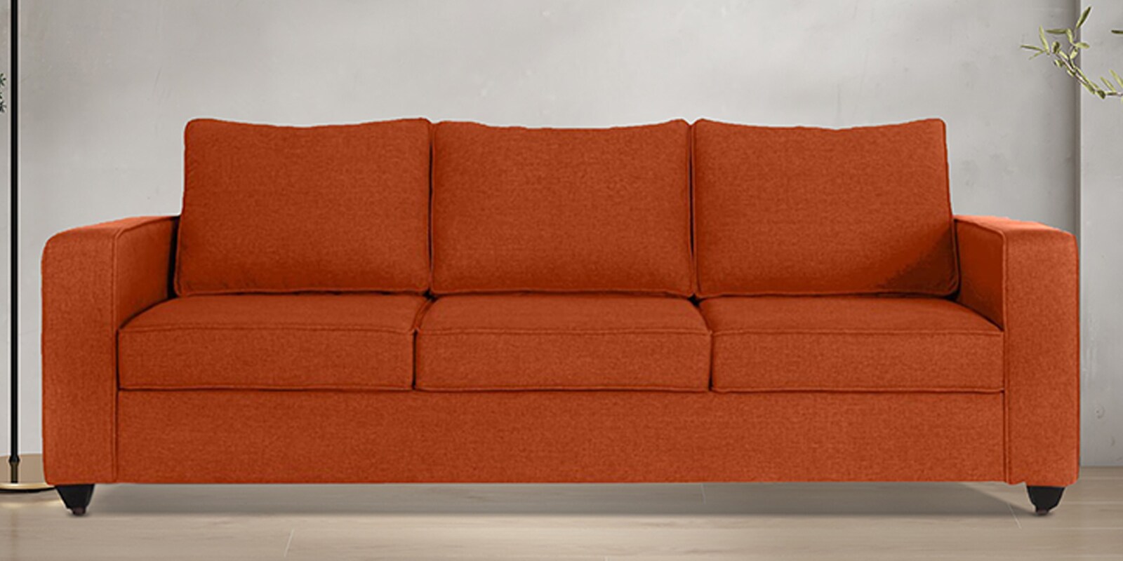 Napper Fabric 3 Seater Sofa In Terracotta Colour