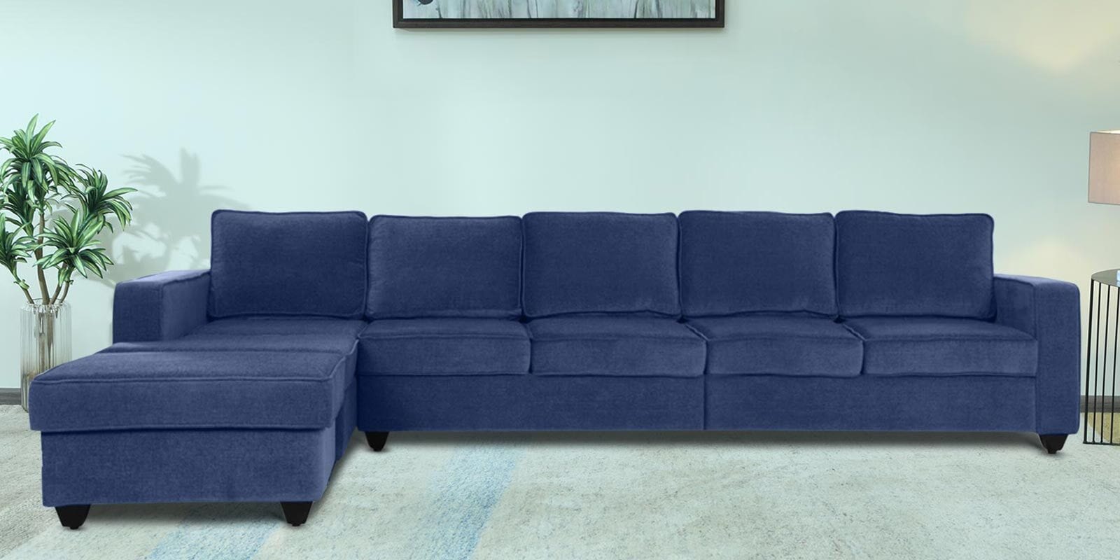 Napper Fabric RHS Sectional Sofa In Cobalt Blue Colour Napper Fabric RHS Sectional Sofa In Cobalt Blue Colour