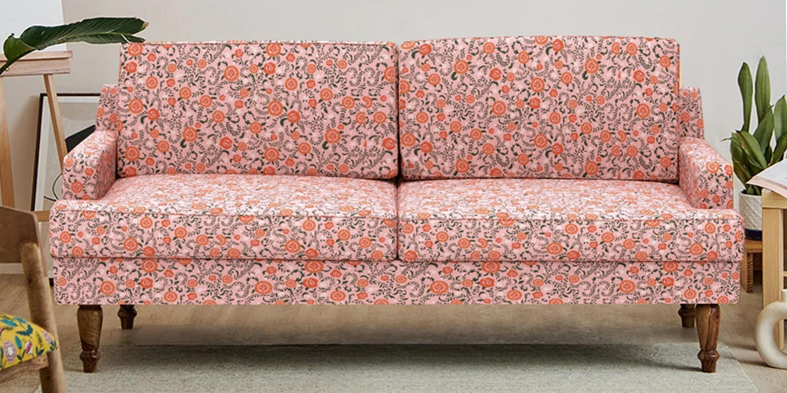 Buy Nawab Fabric 3 Seater Sofa in Peach Colour at 10 OFF by Chumbak