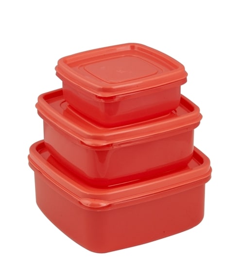 Nayasa Easy Plastic Containers Set Of 3-Red by Nayasa Online - Airtight ...