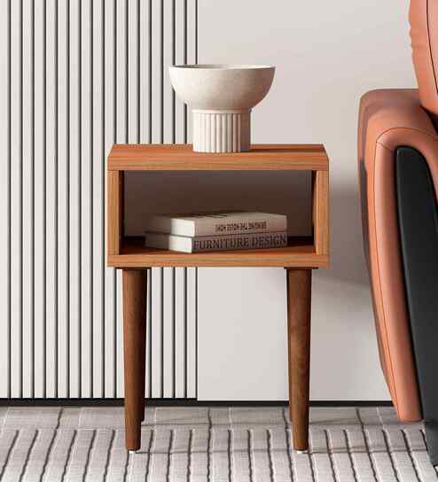 Nadia Solid Wood End Table In Brown Finish