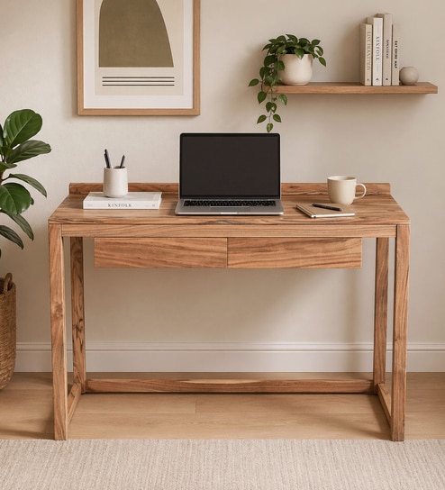 Nairobi Solid Wood  Study Table In Natural Finish