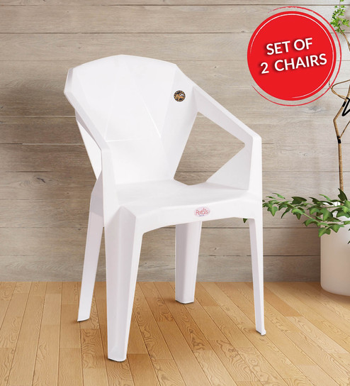 Buy Nakshatra Set Of 2 Plastic Chair In White Colour By Petals