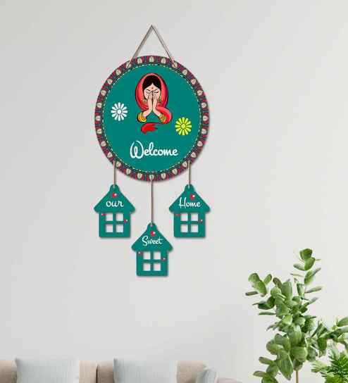 Namaste Lady Welcome Our Sweet Home Wooden Door Wall Hanging Decor