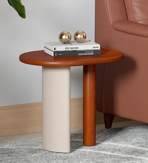 Naomi Solid Wood End Table In Brown Finish
