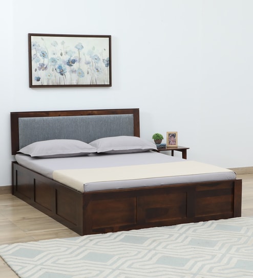 Narvik Sheesham Wood King Size Bed In Provincial Teak Finish With Box Storage