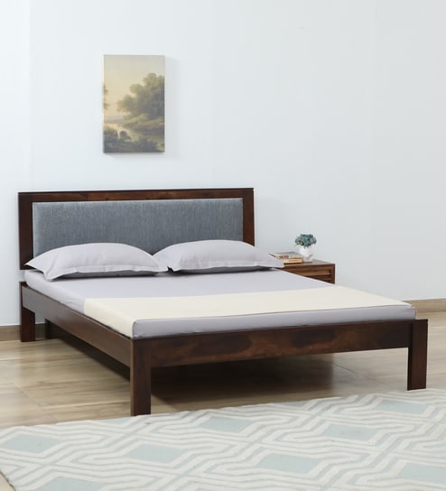 Narvik Sheesham Wood Queen Size Bed In Provincial Teak Finish