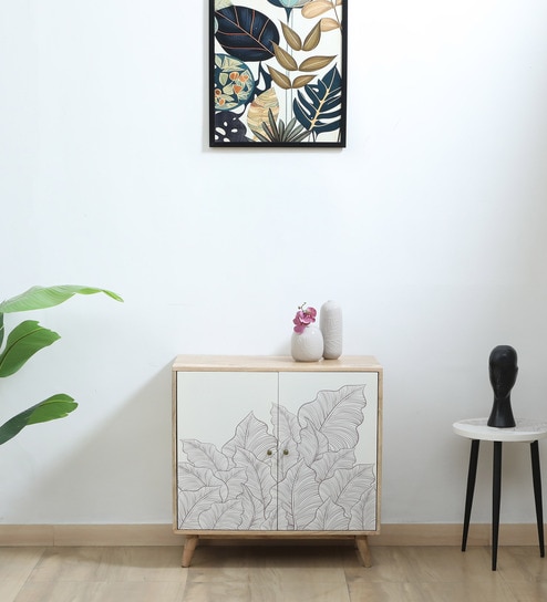 Natale Mango Wood Cabinet In Natural Finish Inspired By Ranthambore