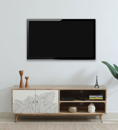 Natale Mango Wood TV Console In Natural Finish Inspired By Ranthambore