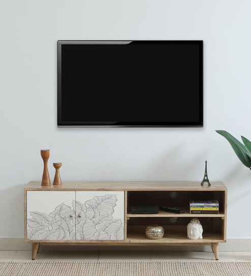Natale Mango Wood TV Console In Natural Finish Inspired By Ranthambore