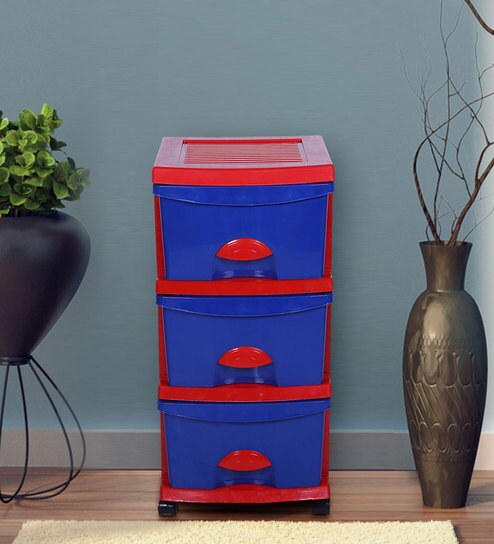 Buy National Chest Of Drawers In Red Blue Colour By Sgs