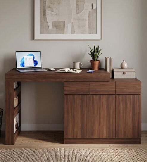 Natura Study Table in Planked Walnut Finish