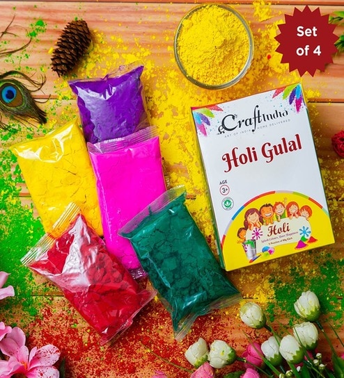 Natural & Organic Holi Colours Herbal Gulal | 80gm each, Set of 4