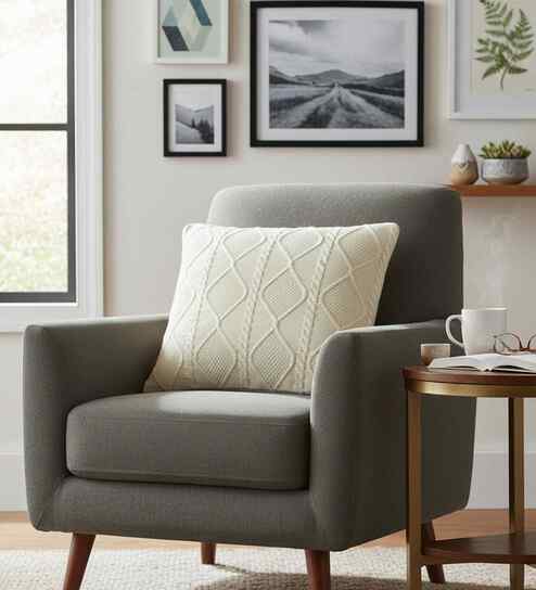 Natural 100% Cotton Cable Moss 16X16 Inches Knitted Cushion Cover