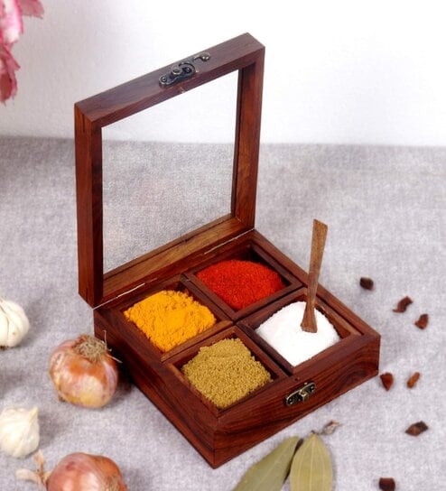 Natural Brown Spice Box 4 Bowls