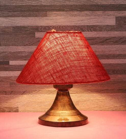Natural Fiber Shade Table Lamp With Copper Base By Foziq