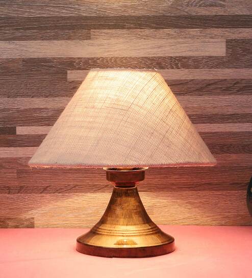 Natural Fiber Shade Table Lamp With Copper Base By Foziq