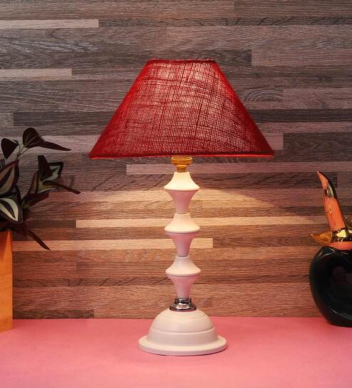 Natural Fiber Shade Table Lamp With White Base By Foziq