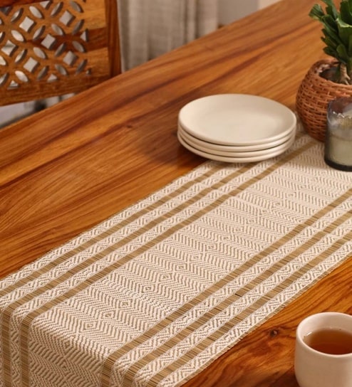 Natural Grass Handmade Heat Resistant Offwhite  4 Seater (12x60inches) Table Runner