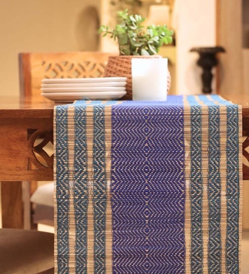 Natural Grass Handmade Heat Resistant Teal & Cobalt Blue  4 Seater (12x60inches) Table Runner