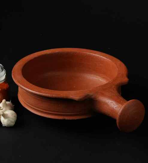 Natural Non Stick Pre Seasoned Red Clay Sauce Pot, Handi Small Size (Large) (8 Inch)