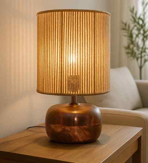 Natural Weave Rope Straight Table Lamp