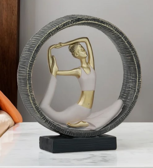 Naukasana Yoga Figurine | Resin Material | On Base used Felt for Grip and Table Protect | Ideal for Table Decor and Shelves Showpiece