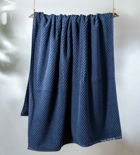 Navy Blue Fluffy Zero Twist 100% Cotton Solid Towel Bath Towel
