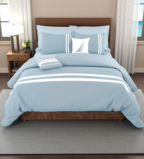 Sky Blue 100% Egyptian Satin Cotton Solid King Bedsheet With 2 Pillow Covers