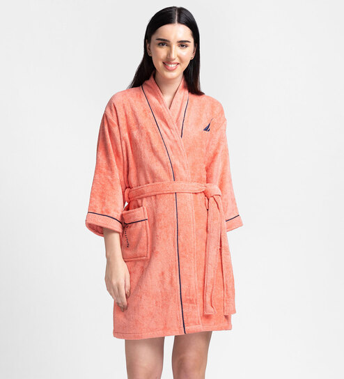 Luxurious Ultra Soft Bath Robe Medium (Highline) in Coral Colour