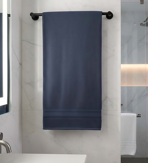 Navy Blue Soft Cotton 500 GSM Solid Bath Towel