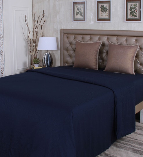 Buy Navy Blue 100 Cotton Queen Size Duvet Cover By Mark Home