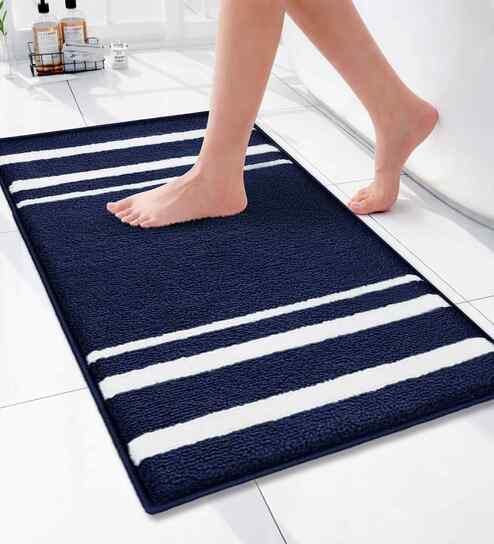 Navy Blue Microfiber 40x60 cm Anti Skid Bathroom Mat