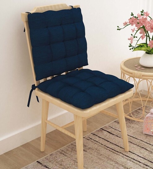 Buy Blue Cotton 16X16 Inch Chair Pads Set Of 2 By Swayam at 52