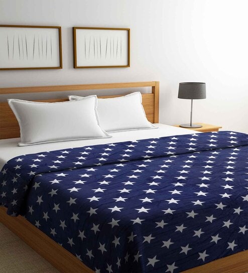 Navy Blue Microfiber Abstract 250 GSM Double Blanket