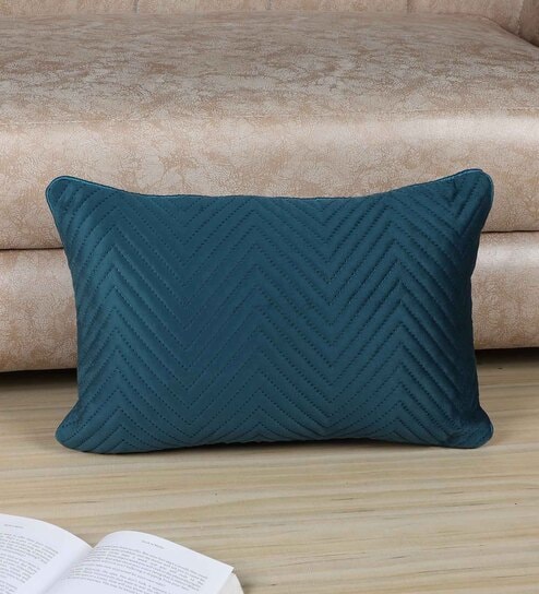 Navy Blue Satin Solid 18x12 inches Cushion Cover (1Pc)